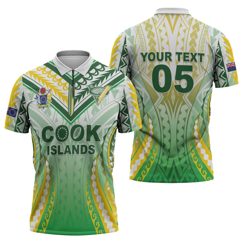 Custom Cook Islands Rugby Zipper Polo Shirt Unique Style White Version - Polynesian Pride
