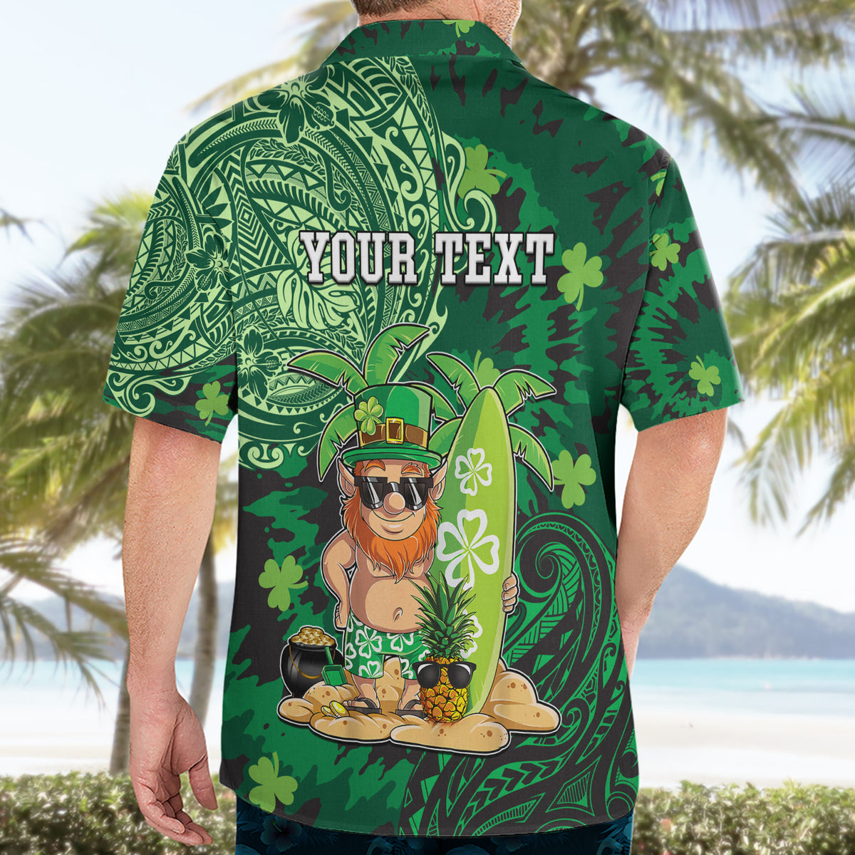 Personalised Hawaii St.Patrick Day Hawaiian Shirt Surfing Leprechaun LT05 - Polynesian Pride