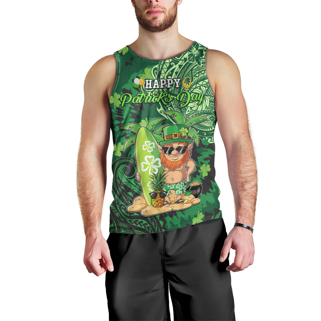 Personalised Hawaii St.Patrick Day Men Tank Top Surfing Leprechaun LT05 - Polynesian Pride