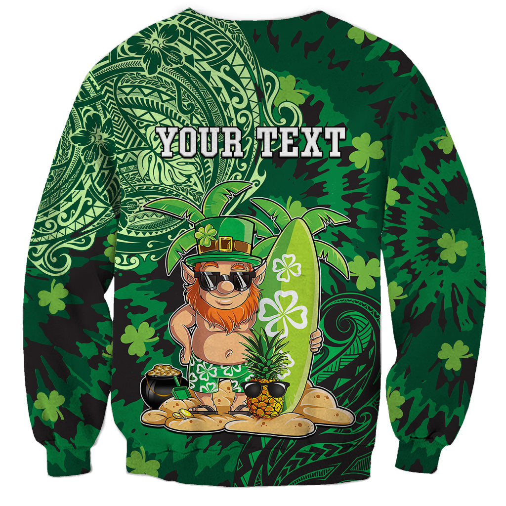Personalised Hawaii St.Patrick Day Sweatshirt Surfing Leprechaun LT05 - Polynesian Pride