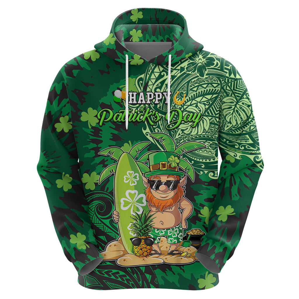 Personalised Hawaii St.Patrick Day Zip Hoodie Surfing Leprechaun LT05 - Polynesian Pride
