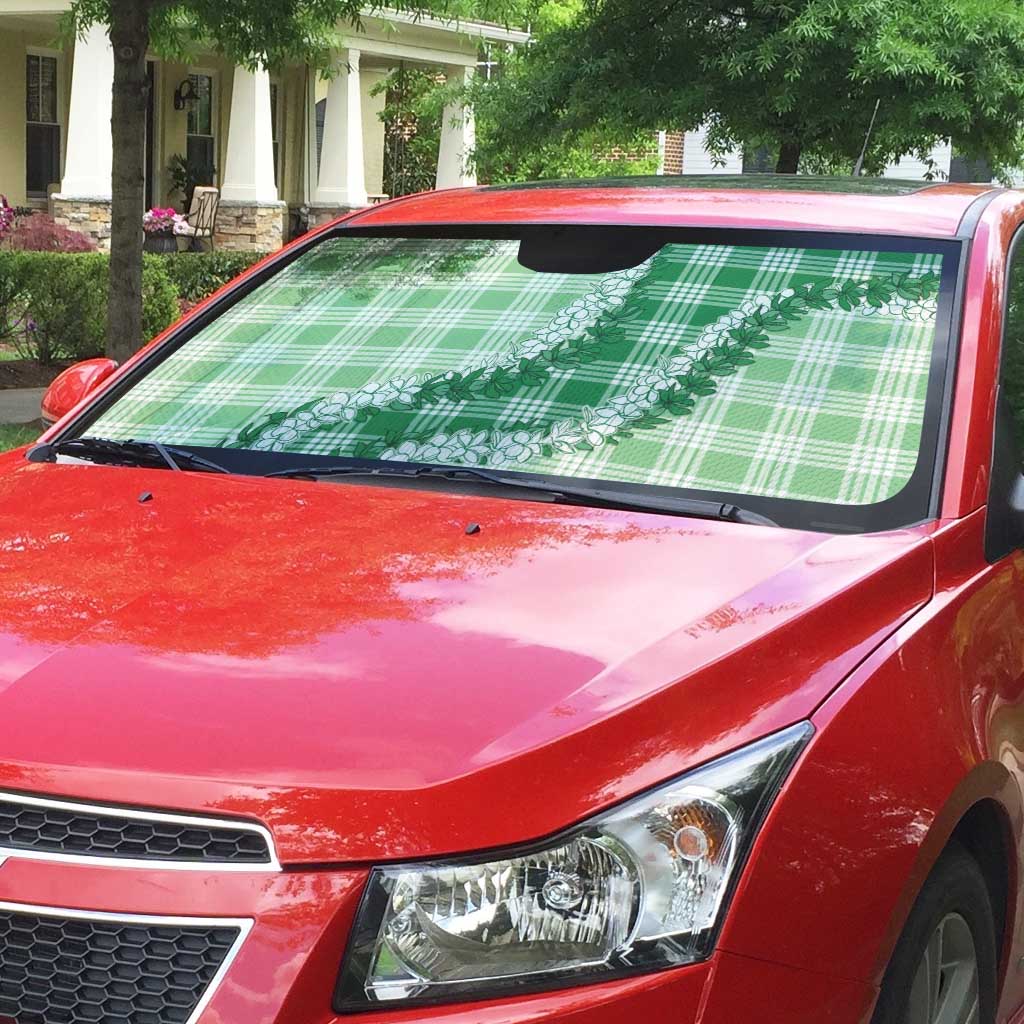 Green Hawaii Palaka Auto Sun Shade Hawaiian Honohono Lei