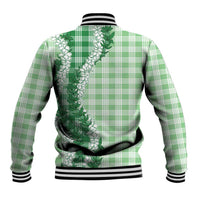 Green Hawaii Palaka Baseball Jacket Hawaiian Honohono Lei