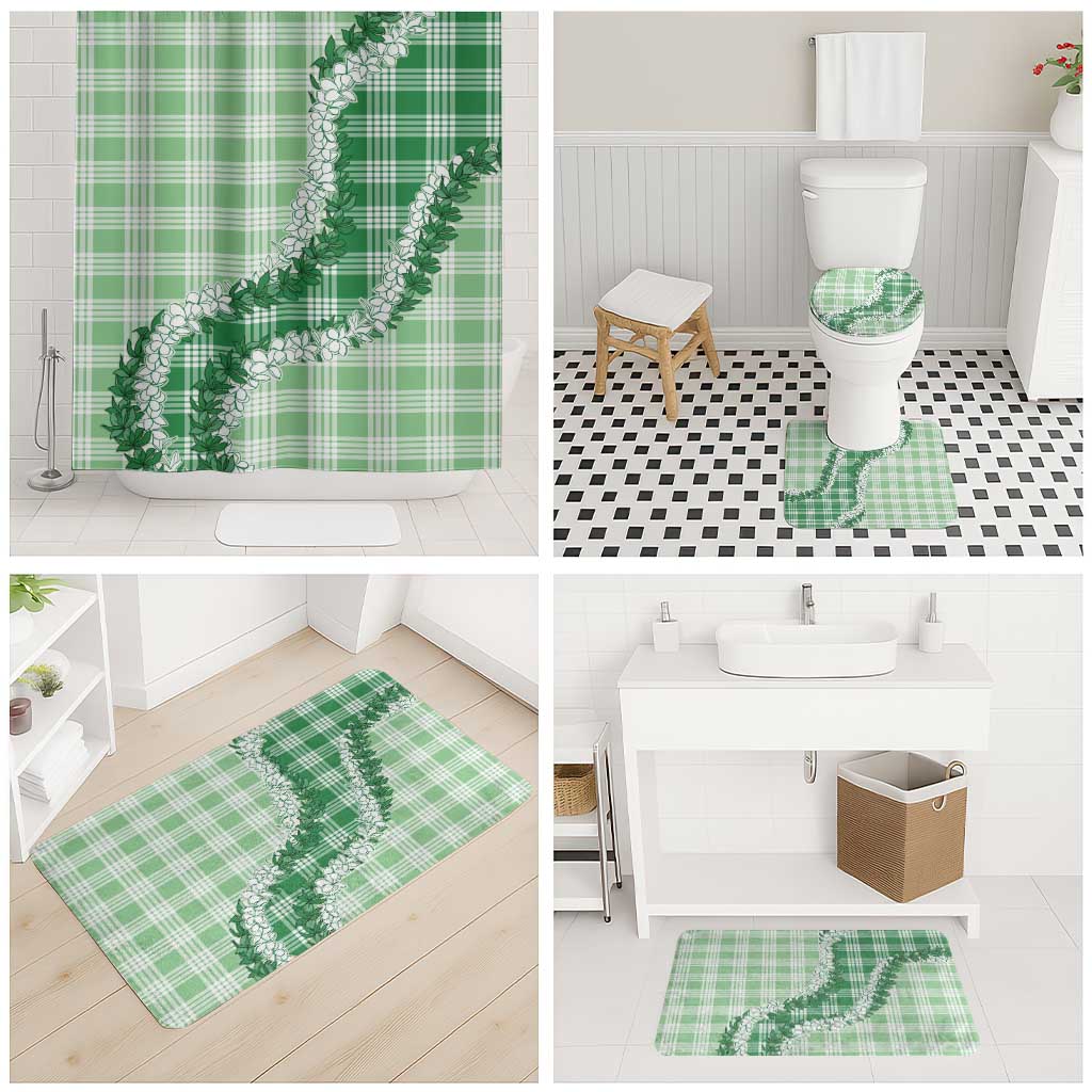 Green Hawaii Palaka Bathroom Set Hawaiian Honohono Lei