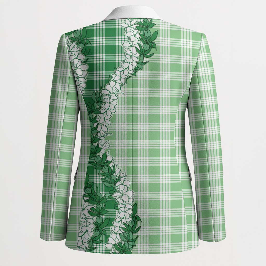 Green Hawaii Palaka Blazer Hawaiian Honohono Lei