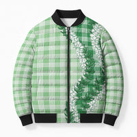 Green Hawaii Palaka Bomber Puffer Jacket Hawaiian Honohono Lei LT05 Unisex Green - Polynesian Pride