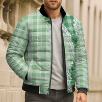 Green Hawaii Palaka Bomber Puffer Jacket Hawaiian Honohono Lei LT05 - Polynesian Pride