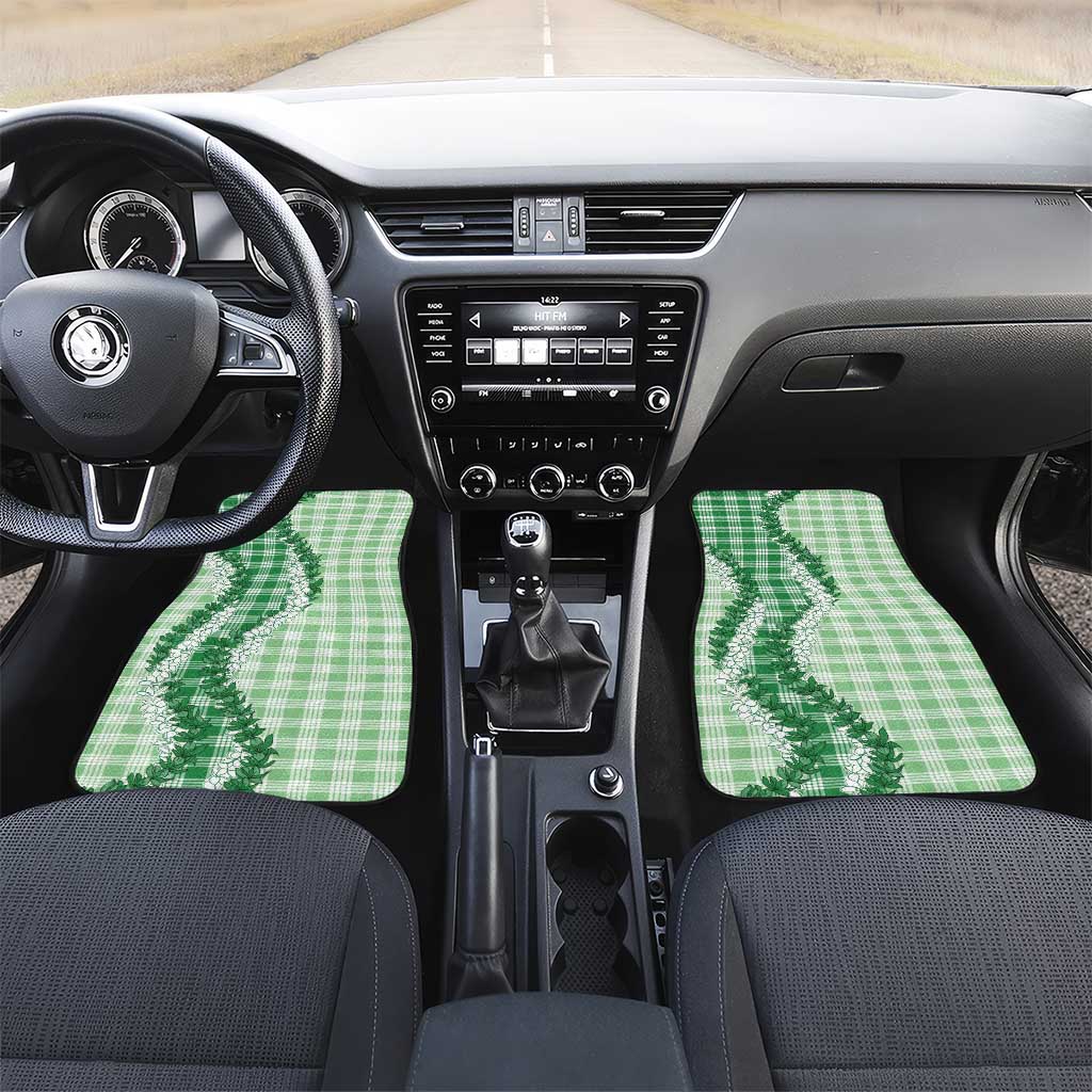 Green Hawaii Palaka Car Mats Hawaiian Honohono Lei LT05 Set 2pcs - Front Green - Polynesian Pride