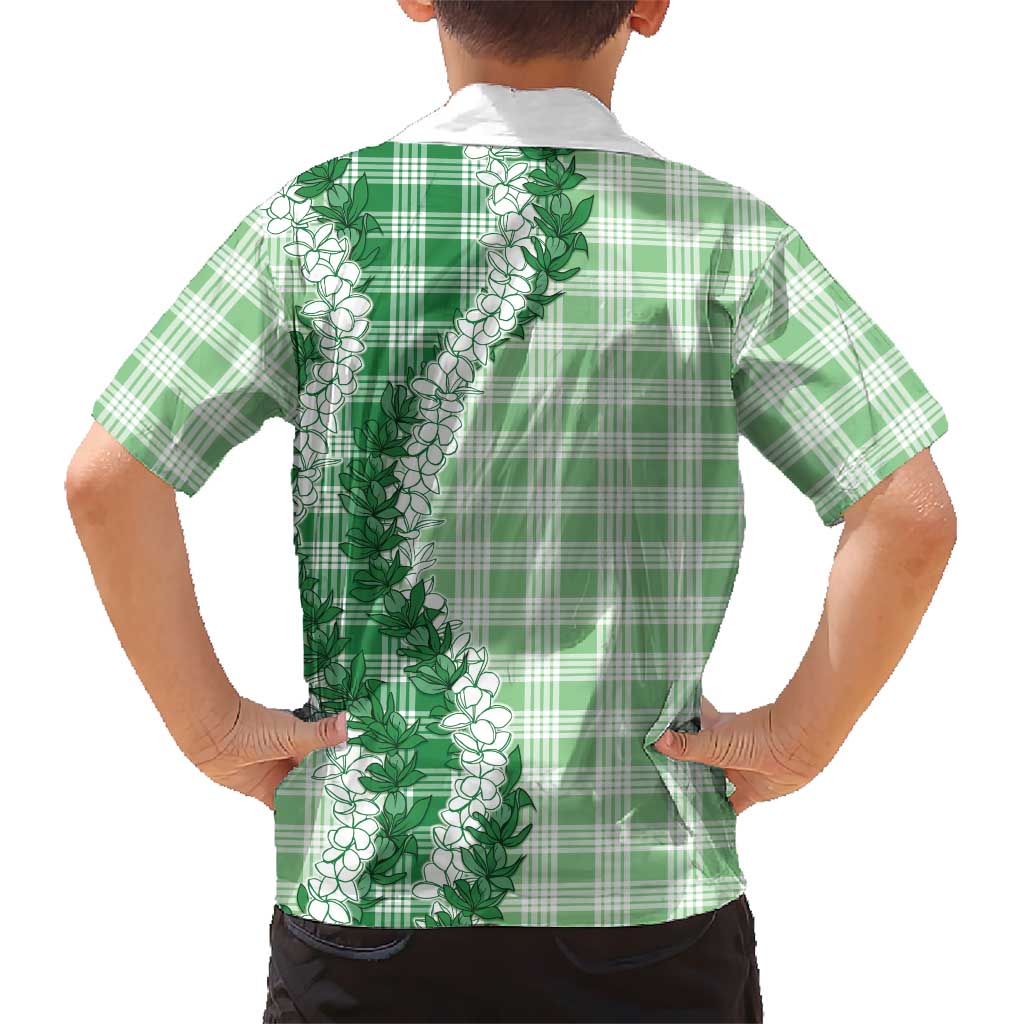 Green Hawaii Palaka Family Matching Mermaid Dress and Hawaiian Shirt Hawaiian Honohono Lei