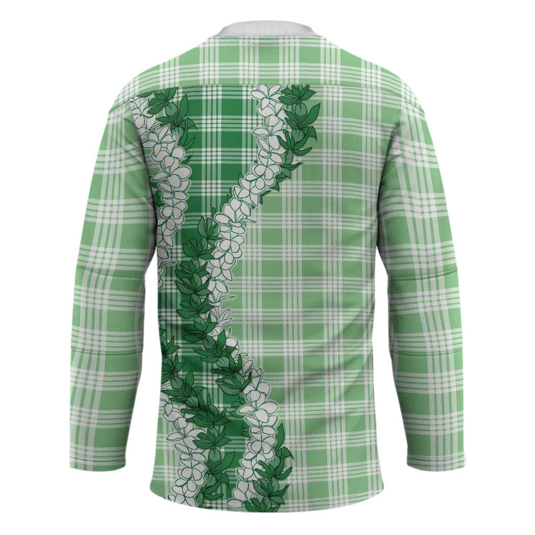 Green Hawaii Palaka Hockey Jersey Hawaiian Honohono Lei