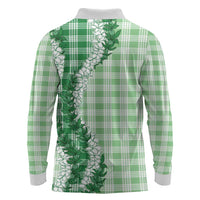 Green Hawaii Palaka Long Sleeve Polo Shirt Hawaiian Honohono Lei LT05 - Polynesian Pride