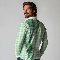 Green Hawaii Palaka Long Sleeve Polo Shirt Hawaiian Honohono Lei LT05 - Polynesian Pride