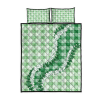 Green Hawaii Palaka Quilt Bed Set Hawaiian Honohono Lei LT05 - Polynesian Pride