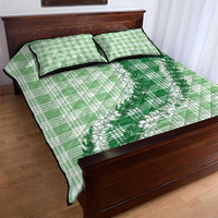 Green Hawaii Palaka Quilt Bed Set Hawaiian Honohono Lei LT05 - Polynesian Pride