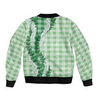 Green Hawaii Palaka Sleeve Zip Bomber Jacket Hawaiian Honohono Lei LT05 - Polynesian Pride