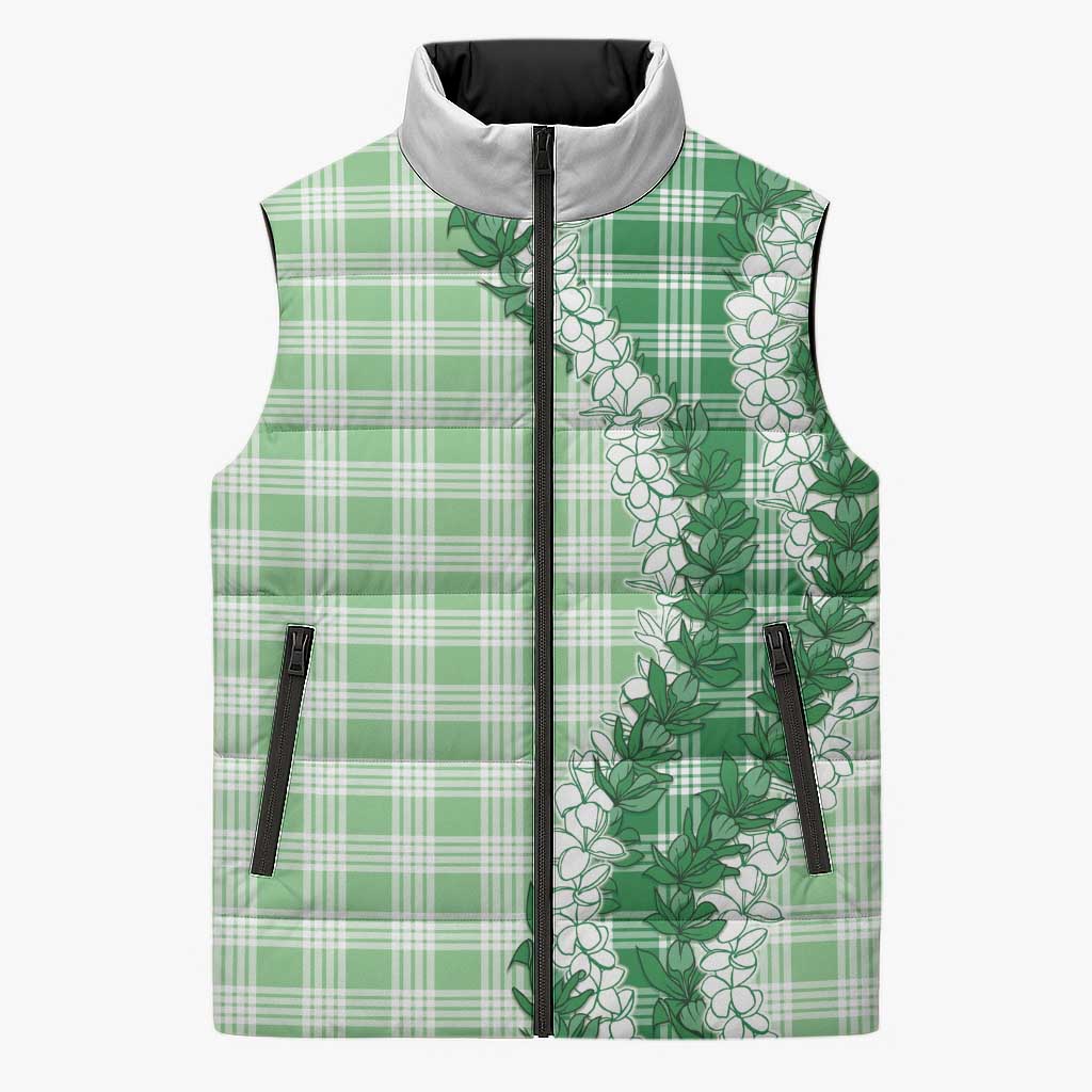 Green Hawaii Palaka Sleeveless Puffer Jacket Hawaiian Honohono Lei LT05 Unisex Green - Polynesian Pride