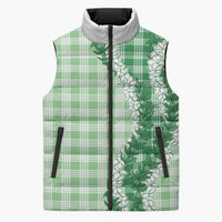 Green Hawaii Palaka Sleeveless Puffer Jacket Hawaiian Honohono Lei LT05 Unisex Green - Polynesian Pride