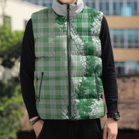Green Hawaii Palaka Sleeveless Puffer Jacket Hawaiian Honohono Lei LT05 - Polynesian Pride
