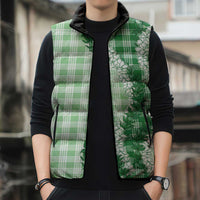Green Hawaii Palaka Sleeveless Puffer Jacket Hawaiian Honohono Lei LT05 - Polynesian Pride