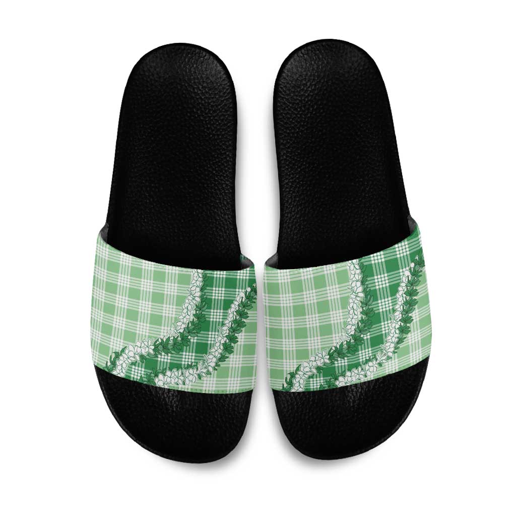 Green Hawaii Palaka Slide Sandals Hawaiian Honohono Lei LT05 Green - Polynesian Pride