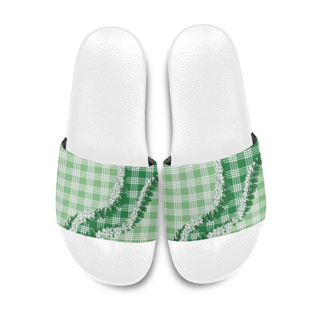 Green Hawaii Palaka Slide Sandals Hawaiian Honohono Lei LT05 Green - Polynesian Pride