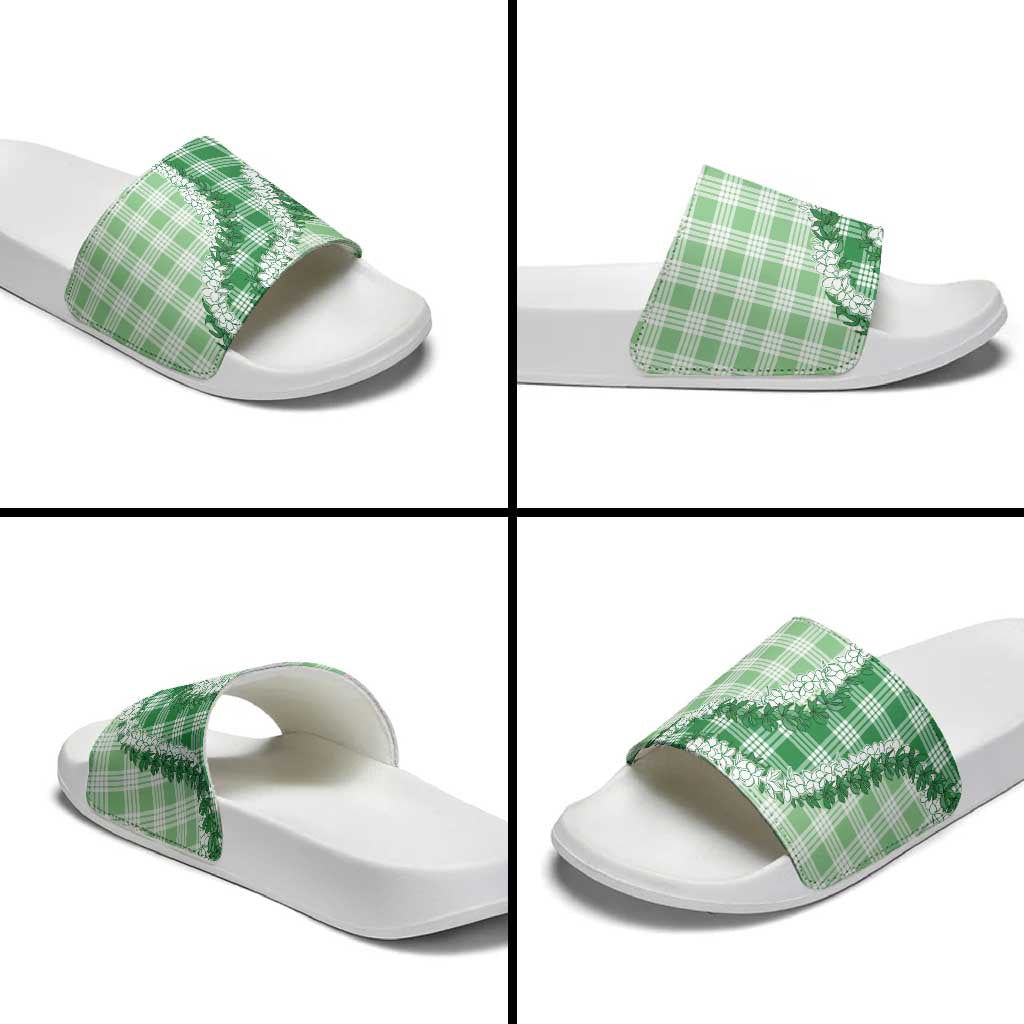 Green Hawaii Palaka Slide Sandals Hawaiian Honohono Lei LT05 - Polynesian Pride