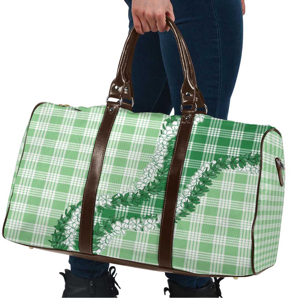 Green Hawaii Palaka Travel Bag Hawaiian Honohono Lei