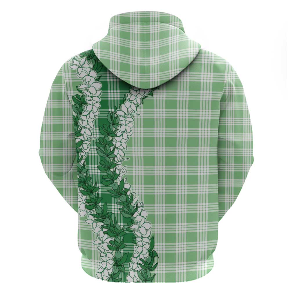 Green Hawaii Palaka Zip Hoodie Hawaiian Honohono Lei