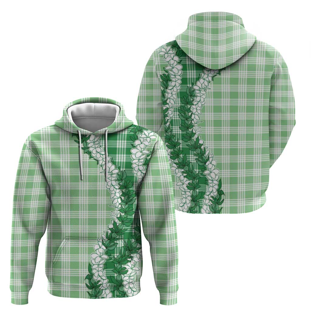 Green Hawaii Palaka Zip Hoodie Hawaiian Honohono Lei