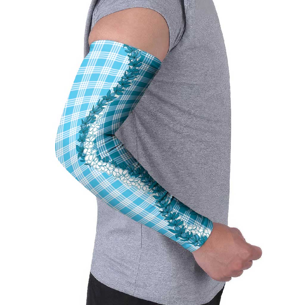 Blue Hawaii Palaka Arm Sleeves Hawaiian Honohono Lei
