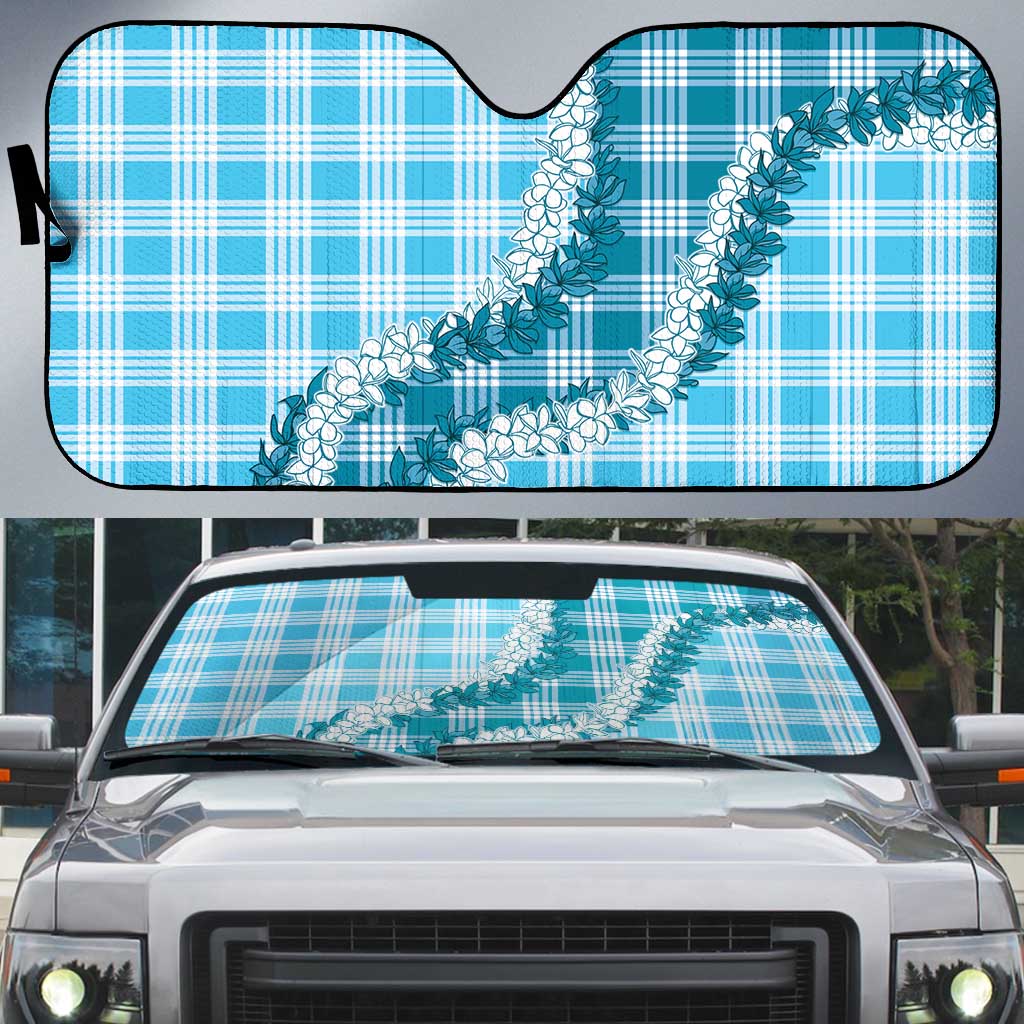 Blue Hawaii Palaka Auto Sun Shade Hawaiian Honohono Lei