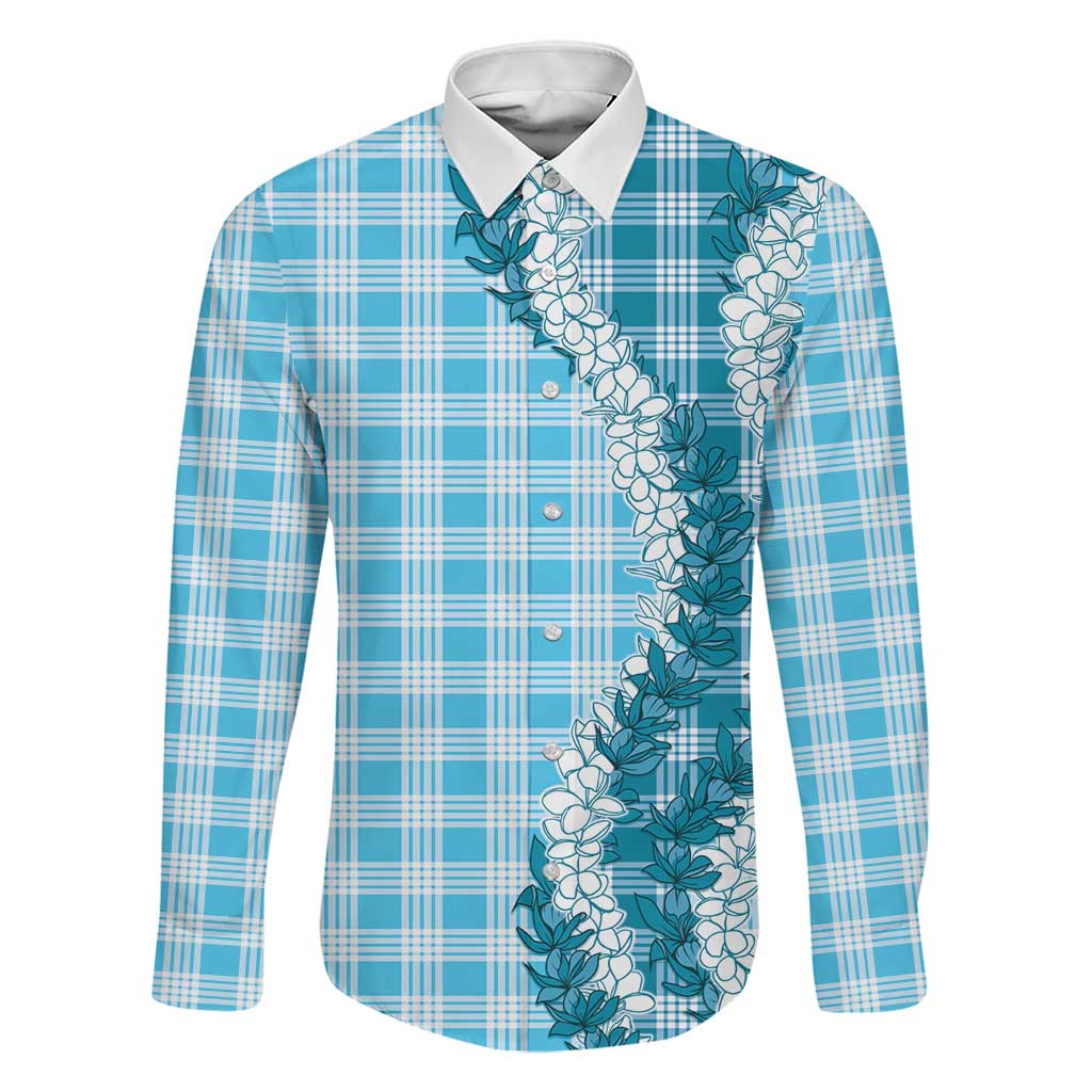 Blue Hawaii Palaka Family Matching Mermaid Dress and Hawaiian Shirt Hawaiian Honohono Lei