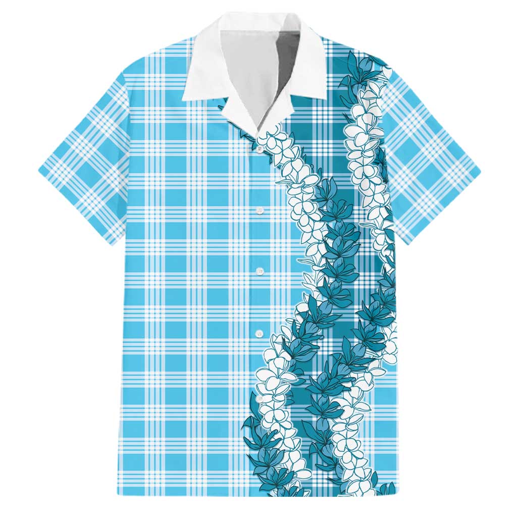 Blue Hawaii Palaka Family Matching Summer Maxi Dress and Hawaiian Shirt Hawaiian Honohono Lei