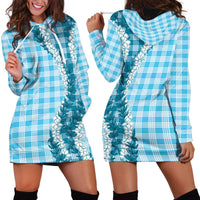 Blue Hawaii Palaka Hoodie Dress Hawaiian Honohono Lei LT05 - Polynesian Pride
