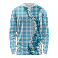 Blue Hawaii Palaka Long Sleeve Shirt Hawaiian Honohono Lei