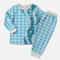 Blue Hawaii Palaka Pajama Set Hawaiian Honohono Lei