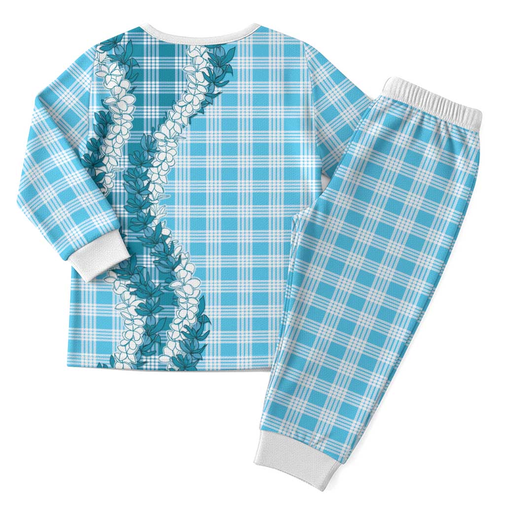 Blue Hawaii Palaka Pajama Set Hawaiian Honohono Lei