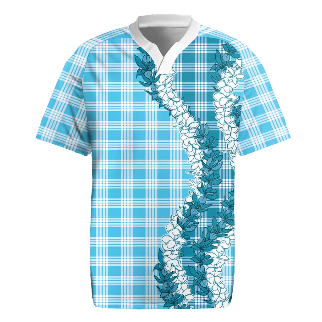 Blue Hawaii Palaka Rugby Jersey Hawaiian Honohono Lei