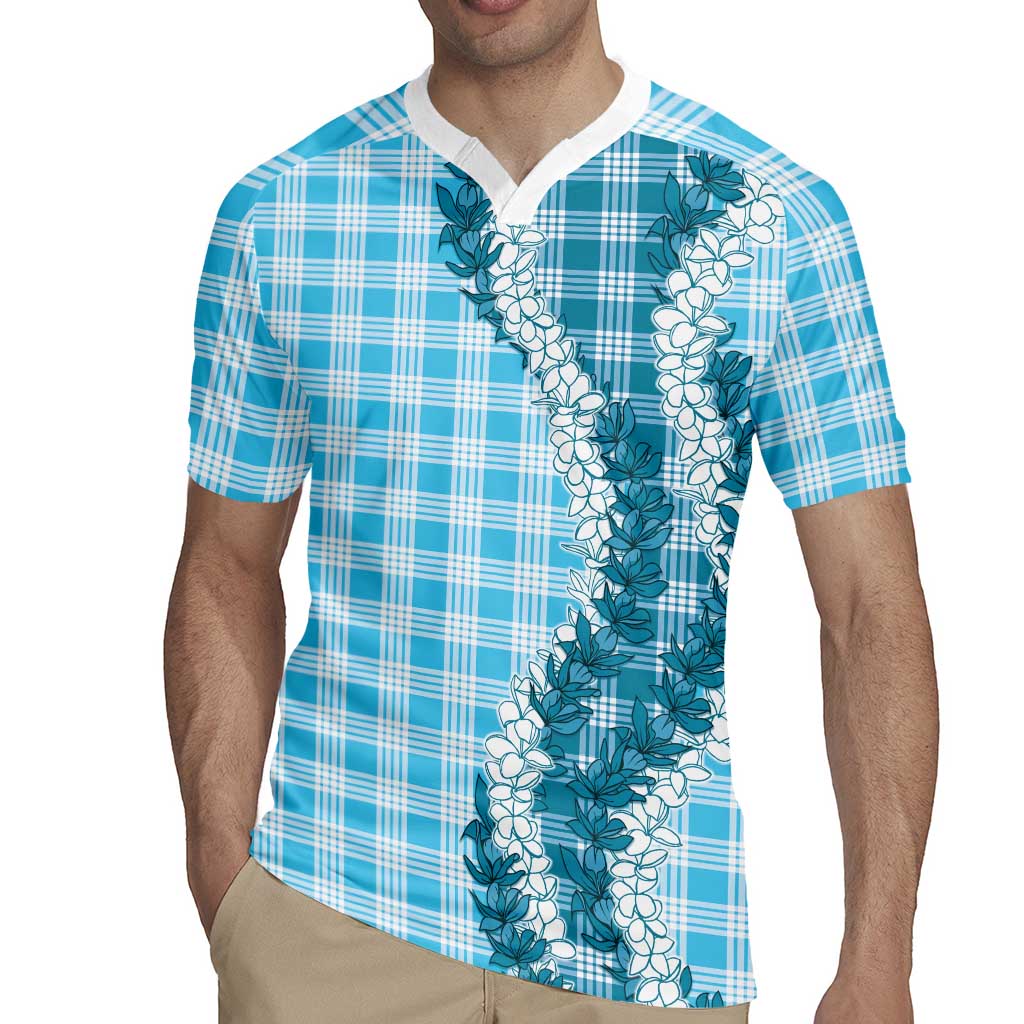 Blue Hawaii Palaka Rugby Jersey Hawaiian Honohono Lei