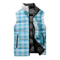 Blue Hawaii Palaka Sleeveless Puffer Jacket Hawaiian Honohono Lei