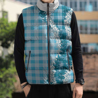Blue Hawaii Palaka Sleeveless Puffer Jacket Hawaiian Honohono Lei