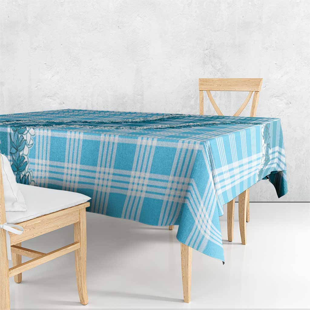 Blue Hawaii Palaka Tablecloth Hawaiian Honohono Lei