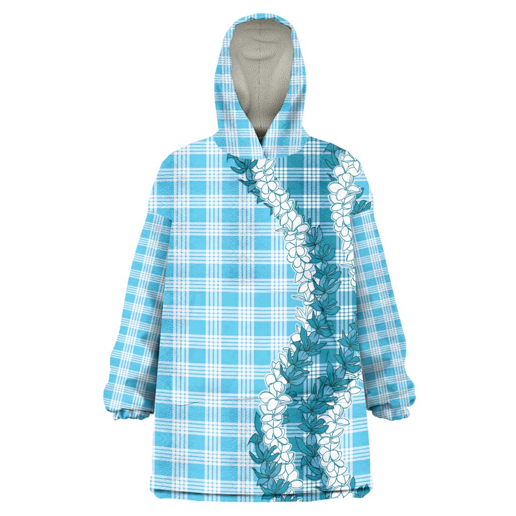 Blue Hawaii Palaka Wearable Blanket Hoodie Hawaiian Honohono Lei LT05 One Size Blue - Polynesian Pride