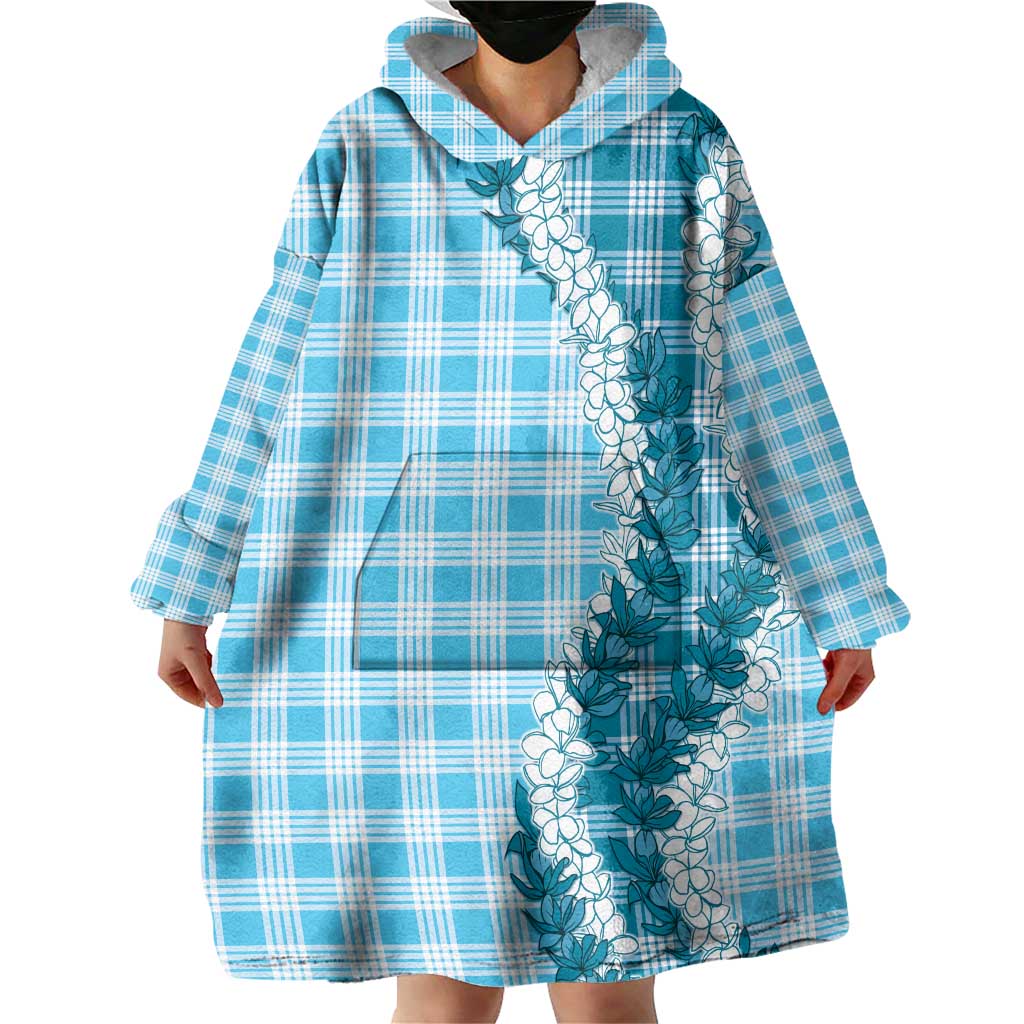 Blue Hawaii Palaka Wearable Blanket Hoodie Hawaiian Honohono Lei LT05 - Polynesian Pride