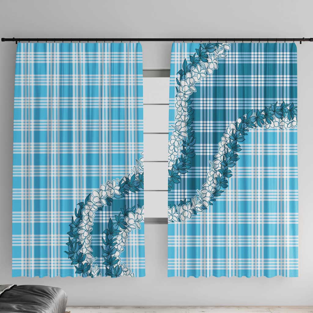 Blue Hawaii Palaka Window Curtain Hawaiian Honohono Lei