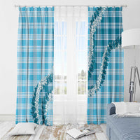 Blue Hawaii Palaka Window Curtain Hawaiian Honohono Lei