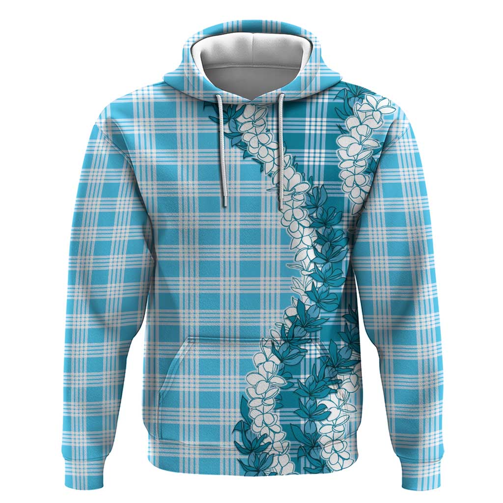 Blue Hawaii Palaka Zip Hoodie Hawaiian Honohono Lei