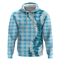 Blue Hawaii Palaka Zip Hoodie Hawaiian Honohono Lei