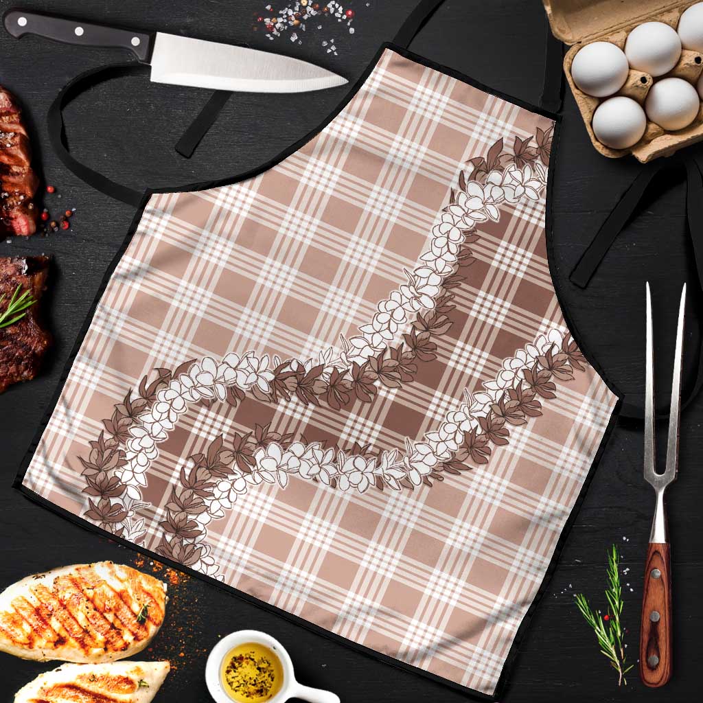 Beige Hawaii Palaka Apron Hawaiian Honohono Lei