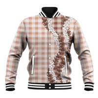 Beige Hawaii Palaka Baseball Jacket Hawaiian Honohono Lei